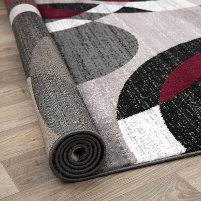 Rugshop Contemporary Abstract Circles Perfect for high Traffic Areas of Your Living Room,Bedroom,Home Office,Kitchen Area Rug 3'3" x 5' Red