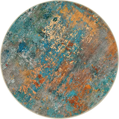 Lahome Modern Abstract Round Rug 3Ft - Colorful 3x3 Circle Rug Non Slip Kitchen Rugs Washable Front Door Mat, Contemporary Indoor Throw Small Carpet for Bedroom Entryway Foyer Sink