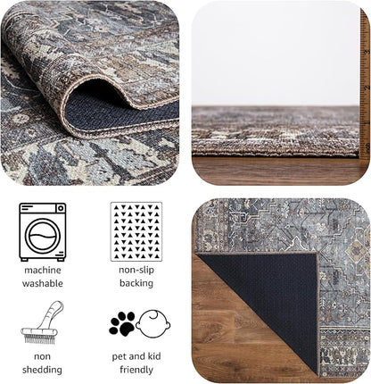 Keen Home Design 3x5 Rug - Machine Washable Entry Rug with Non-Slip Backing, Ideal for Enteryway, Kitchen, Bathroom, Laundry Room - Vintage, Easy Clean, Durable, Low Pile Rug - (3' x 5')