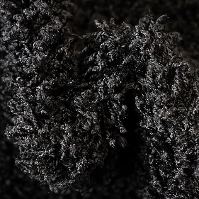 Unique Loom Solid Shag Collection Area Rug (5' 1" x 8' Oval, Jet Black)