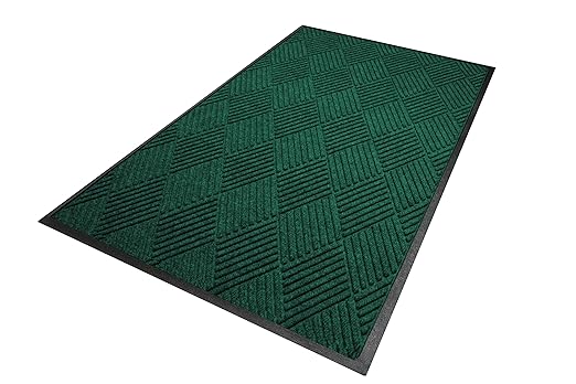 WaterHog Diamond | Commercial-Grade Entrance Mat with Rubber Border – Indoor/Outdoor, Quick Drying, Stain Resistant Door Mat (Evergreen, 3' x 6')
