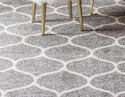 Rugs.com Lattice Frieze Collection Rug – 7' 10 Octagon Light Gray Medium Rug Perfect for Living Rooms, Kitchens, Entryways