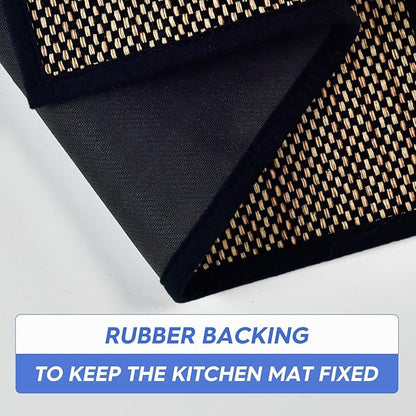 Artoid Mode Washable Non Skid Kitchen Rugs and Mats Doormat, Absorbent Door Mat Rugs for Kitchen Floor Front of Sink Hallway Black 17x47 Inch
