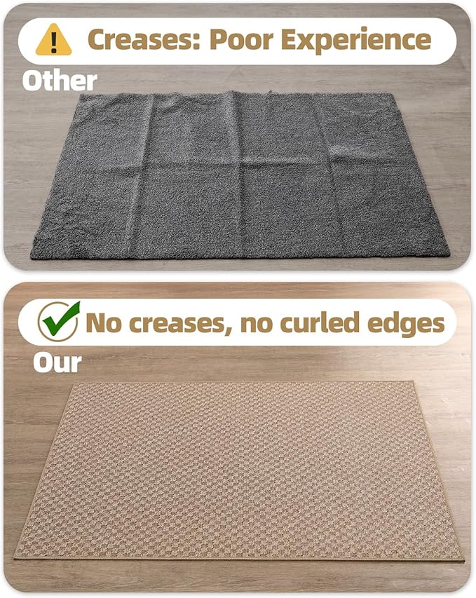 Color&Geometry Oversized Door Mat Non Slip Rubber Backed, 48"x72" Front Door Mat Indoor Outdoor Rug, Dirt Trapper Doormat, Heavy Duty Front Door Rugs, Khaki (Rolled-up NO Creases)