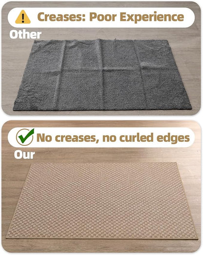 Color&Geometry Thin Front Door Mat Indoor Entrance Non Slip Rubber Backed, 24"x36" Indoor Door Mats for Entryway, Dirt Trapper Doormat, Washable Front Door Rugs, Khaki (Rolled-up NO Creases)