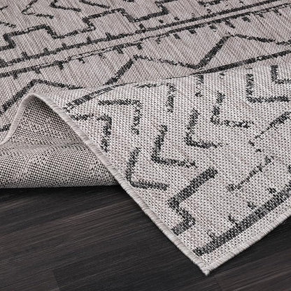Beverly Rug Waikiki Indoor Outdoor Rug 6x9, Washable Outside Carpet for Patio, Deck, Porch, Trellis Area Rug, Water Resistant, Dark Grey - Light Grey