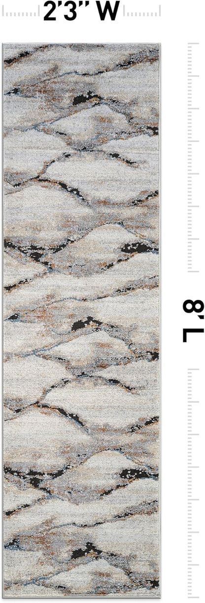 Rugshop Contemporary Gray Striated Area Rug Durable, Kid & Pet Friendly 2' 3" x 8' Runner Ideal for Hallway, Kitchen, Entryway, or Behind The Sofa