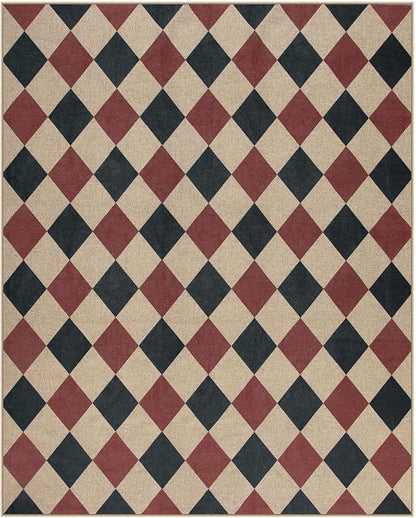 Lahome Checkered Rugs for Living Room, 8x10 Indoor Outdoor Rug Dining Room Office Carpet, Checkerboard Black and Red Washable Non Slip Floor Carpet for Patio Classroom Backyard