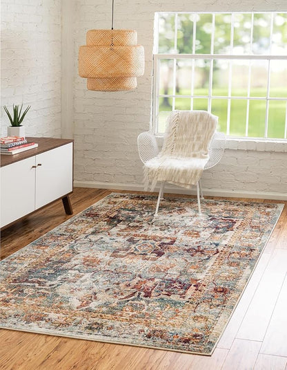 Unique Loom Isabella Collection Area Rug - Adjani (6' x 9' Rectangle, Ivory/ Beige)