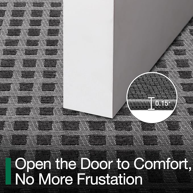 LUMI Inside Door Mat for Entry 30''x48'', Absorbent, Dirt Trapper, Low Profile Thin, Non Slip Mats with Rubber Backing, Ideal for Indoor, High Traffic, Garage, Entrance, Checkered Black