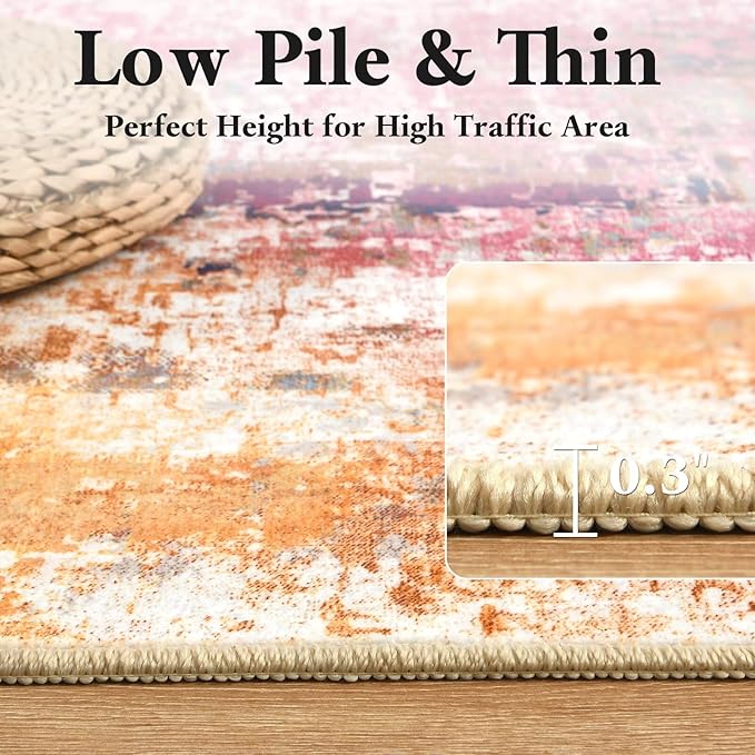 Washable Abstract Rug, 2x3 Small Modern Area Rugs with Non-Slip Rubber Backed for Kitchen, Thin but Soft Throw Carpet Bedroom Entryway Front Door Decor, Galaxy