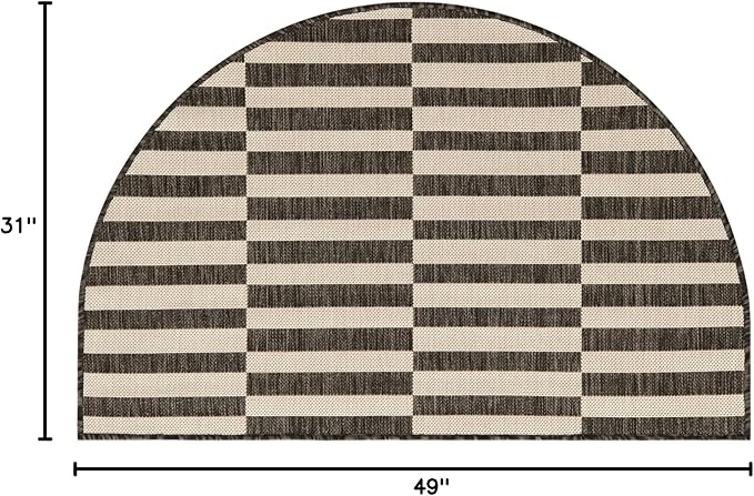 Unique Loom Outdoor Striped Collection Area Rug - Striped (2' 7" x 4' 1" Hearth Charcoal/Ivory)