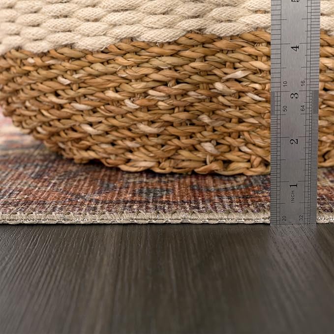 Bloom Rugs Washable 10 ft Runner - Beige/Terracotta Traditional Runner for Entryway, Hallway, Bathroom, and Kitchen - Exact Size: 2.5' x 10'
