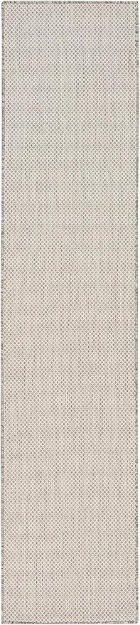 Nourison Home Courtyard Ivory Silver 2'2" x 20' Area Rug - Easy Clean, Non Shedding, Bed Room, Living Room, Dining Room, Kitchen (20' Runner)