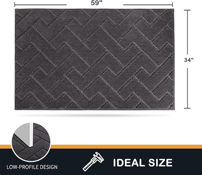 PURRUGS Dirt Trapping Door Mat 34" x 59", Non-Slip Machine Washable Entry Rug, Shoe Scraper, Dog Doormat, Super Absorbent Welcome Mat for Front & Back Door, Muddy Wet Shoes & Paws, Charcoal