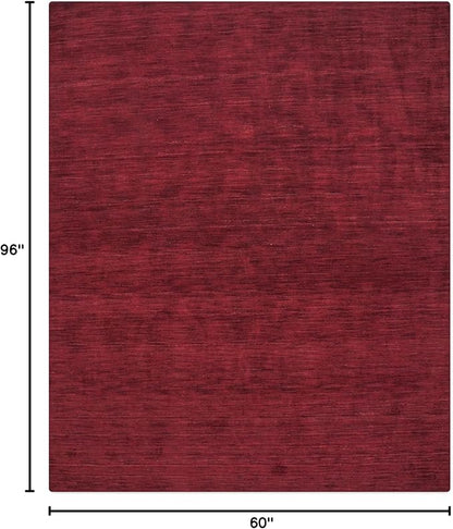 Rugsotic Carpets Hand Knotted Gabbeh Wool 5'x8' Area Rug Solid Dark Red L00111