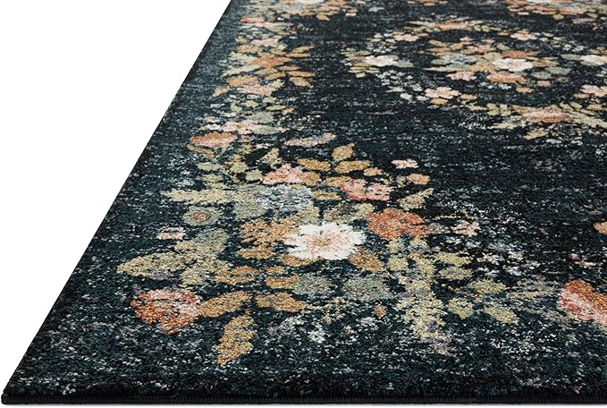 Loloi Rifle Paper Co. Laurel Collection LAU-01 Dark Navy 5'-3" x 7'-8" Area Rug