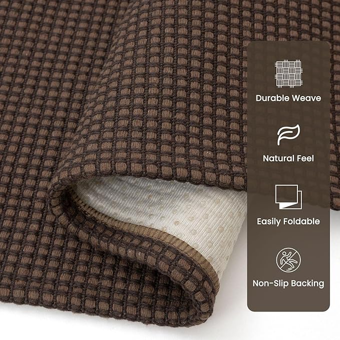 Braided Runner Rug 3x16 Ft Washable Runners for Hallways Non Slip Rubber Backed Kitchen Runners Cotton Long Entryway Runner Indoor, Woven Carpet for Hall Stair Entryway, Brown