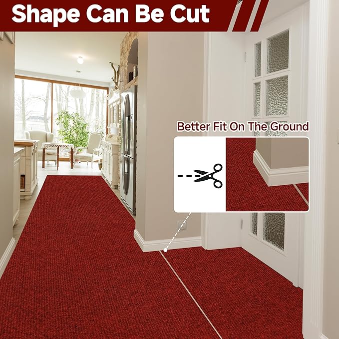 jxgzyy 3 x 16.5ft Red Carpet Runner for Party, Durable Non-Slip Carpet for High-Traffic Areas, Red Carpet Aisle Runner for Wedding, Hollywood Movie Award Ceremony Party Decoration