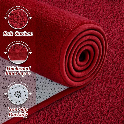 Large Area Rugs for Living Room Bedroom, 4x6 Feet Burgundy Red Rug, Minimalist Modern Shag Rug, Soft Thick Memory Foam Indoor Carpet, Non-Slip Washable Rug for Boys Girls Dorm Nursery Room Home Decor