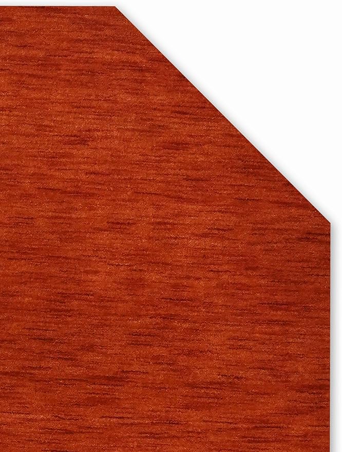 Hand Knotted Loom Wool ECO-Friendly Area Rugs - 8'x8', Octagon, Light Red Color, Solid Plain Design, High Pile Handmade Anti Skid Area Rugs for Living Room, Bed Room (L00111)