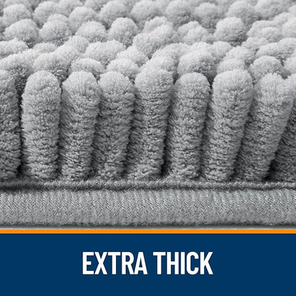 OLANLY Bathroom Rugs 47x17, Extra Soft Absorbent Chenille Bath Rugs, Rubber Backing Quick Dry, Machine Washable Bath Mats for Bathroom Floor, Tub and Shower, Home Decor Accessories, Grey