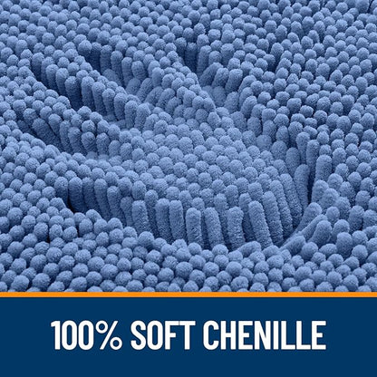 OLANLY Bathroom Rugs 36x24, Extra Soft Absorbent Chenille Bath Rugs, Rubber Backing Quick Dry, Machine Washable Bath Mats for Bathroom Floor, Tub and Shower, Home Decor Accessories, Cornflower Blue