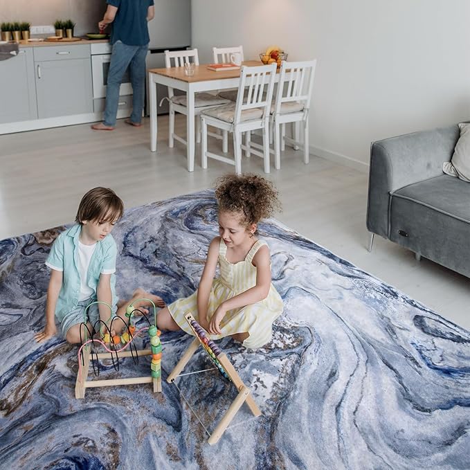 5x7 Area Rugs for Living Room, Modern Abstract Rug for Bedroom, Contemporary Machine Washable Rug, Large Stain Resistant Carpet for Dining Room Playroom Home Office, Pet & Kids Friendly