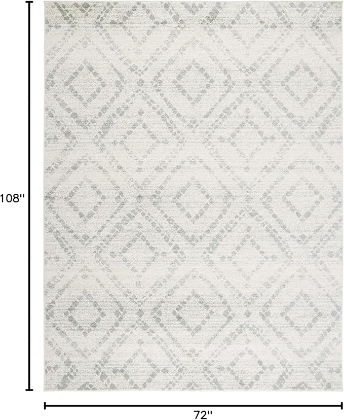 SAFAVIEH Adirondack Collection Area Rug - 6' x 9', Ivory & Green, Modern Diamond Distressed Design, Non-Shedding & Easy Care, Ideal for High Traffic Areas in Living Room, Bedroom (ADR131X)