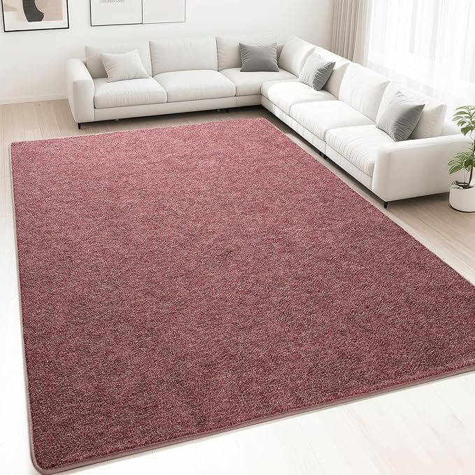 HQAYW 4x6 Area Rugs for Living Room Bedroom, Modern Thickened Memory Foam Soft Rug, Indoor Low Pile Minimalist Washable Non Slip Carpets for Kids Girls Boys Nursery Dorm Home Decor, Dark Red