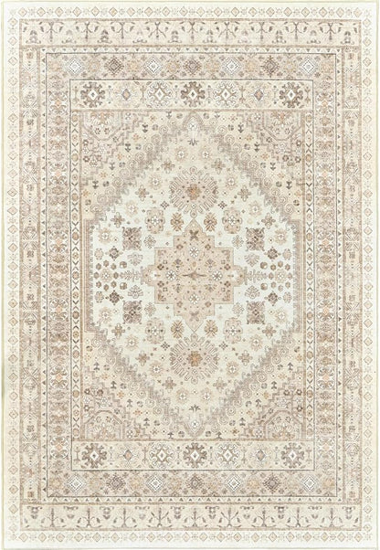 zesthome 10x12 Area Rugs,Stain Resistant Washable Rug,Ultra-Thin Rugs for Living Room,Bedroom,Non-Slip Backing Home Decor Large Area Rug (Cream/Beige,10'x12')
