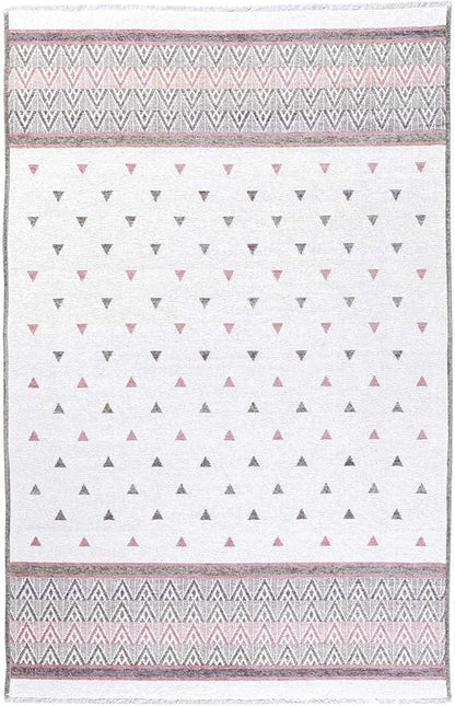 Alfa Rich 7x10 Mauve Gray Off White Washable Area Rugs for Living Room Bedroom Kitchen Decor Cotton