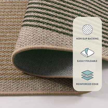 Lahome Modern Rainbow Round Entryway Rug 4ft, Circle Easy Jute Rug Washable Indoor Outdoor Patio Rug Farmhouse Front Door Mat, Contemporary Non Slip Round Carpet for Bedroom Kitchen