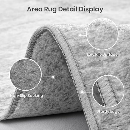 Valenrug Washable Rugs 6x9 - Non Slip 6x9 Area Rugs for Living Room, Stain Resistant Area Rugs for Bedroom, Foldable Machine Washable Area Rug(6'x9', Grey)