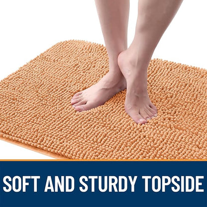 OLANLY Dog Door Mat for Muddy Paws 59x20, Absorbs Moisture and Dirt, Absorbent Non-Slip Washable Doormat, Quick Dry Chenille Mud Mat for Dogs, Entry Indoor Entryway Carpet for Inside Floor, Orange
