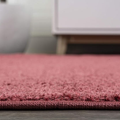 Eyely UES100E-5R Haze Solid Low-Pile Red 5' Round Area Rug, Pet Friendly, Stain Resistant, Easy Cleaning, for Bedroom, Living Room, Kitchen