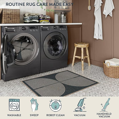 Lahome Rainbow Outdoor Mats for Front Door, 2x3 Small Washable Kitchen Rugs, Farmhouse Neutral Throw Rug Non Slip Non Shedding Indoor Outdoor Carpet for Entryway Foyer
