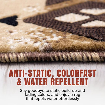 YHSF South West Native American Area Rug C318 - Easy Clean, Thick, Soft, Durable Native Tribal American Indian Inspired Rug for Bedroom/Living Room and More - Berber, 2 Feet x 3 Feet 4 Inches