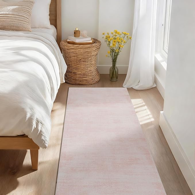 Pink Runner Rug for Bathroom 2x6,Washable Non Slip Abstract Modern Boho Runner Rugs for Kitchen Bedroom Hallway
