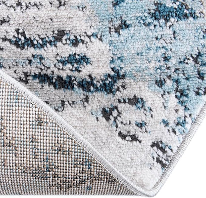 Rugs.com Leipzig Collection Rug – 5x8 Oval Blue Low-Pile Rug Perfect for Living Rooms, Large Dining Rooms, Open Floorplans