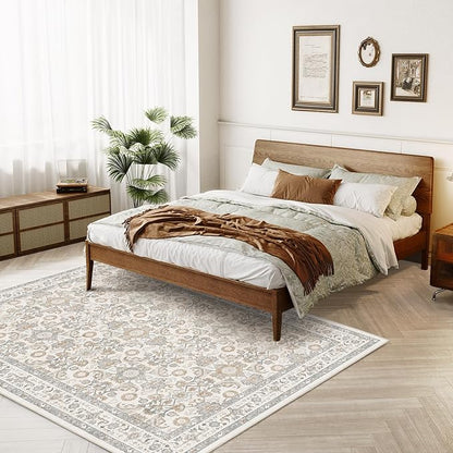 WITSHOCK Living Room Area Rugs 5x7: Soft Non-Slip Backing Washable Rugs Vintage Large Carpet for Bedroom Office Dining Room Kitchen Stain Resistant Home Decor Rug