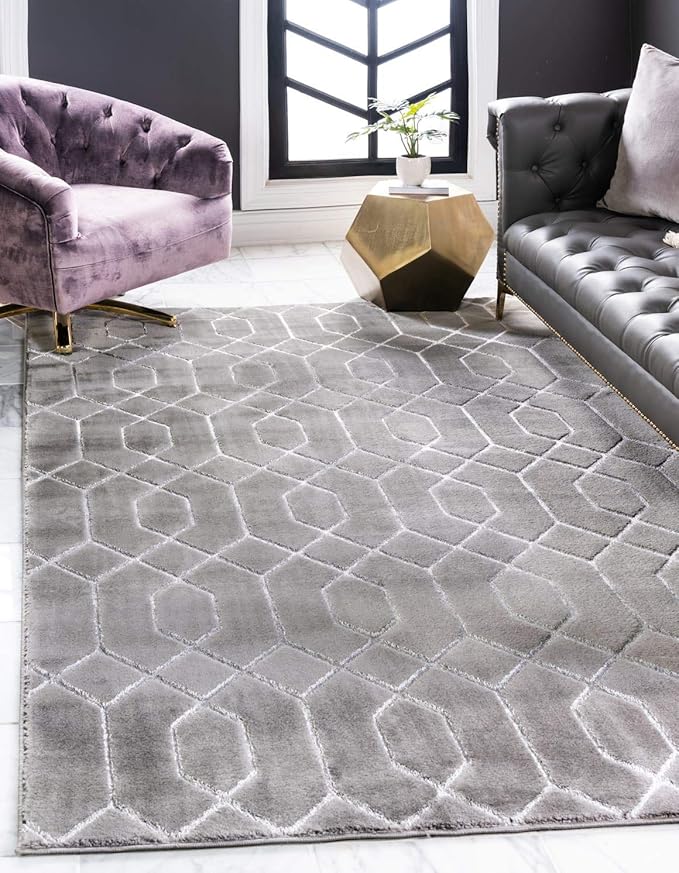 Marilyn Monroe Glam Collection Area Rug - Trellis (2' x 3' 1' Rectangle, Gray Silver/ Silver)