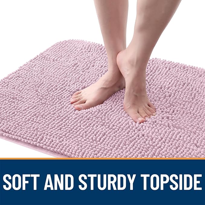 OLANLY Dog Door Mat for Muddy Paws 48x30, Absorbs Moisture and Dirt, Absorbent Non-Slip Washable Doormat, Quick Dry Chenille Mud Mat for Dogs, Entry Indoor Entryway Carpet for Inside Floor, Dusty Rose
