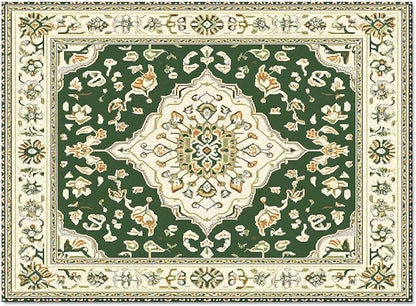 Green Bohemian Rectangular Area Rugs for Living Room Bedroom 2.8 x 5 ft Vintage Farmhouse Floral Pattern Non-Shedding Soft Low Pile Rug Non Slip Washable Rug for Nursery Entryway Playroom
