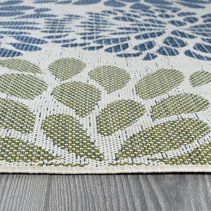 Beverly Rug Outdoor Rug 9x12 Modern Exotic Tropical Leaf Area Rugs for Indoor and Outdoor Patio Deck Porch Garden Water Resistant Washable Outside Carpet (9 x 12 Olive)