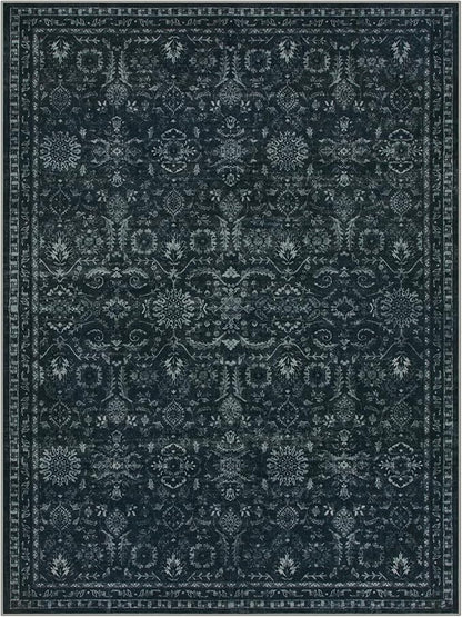 Lahome Washable 9x12 Area Rugs for Living Room,Black Boho Rugs for Bedroom,Dark Lurxry Non Shedding Carpet for Dining Room Apartment Dorm Office Aesthetic Decor
