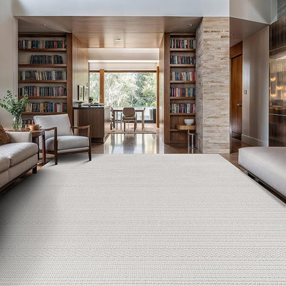 Micro Loop Indoor Rug White 9x12 Boho Geometric Neutral Area Rugs for Living Room Soft Luxury Modern Low and High Pile Durable Stain Resistant Non-Shedding Indoor Area Carpet 9 x 12