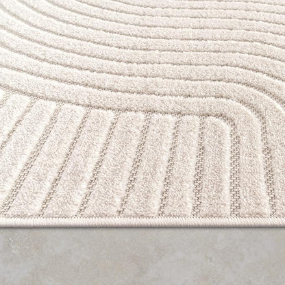 Paco Home Modern Area Rug with Raised Curved Line Pattern – Minimalist Design in Cream, Size: 7'10" x 11'2"