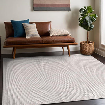 Beverly Rug Easy Jute Off White Rug 8x10 Solid Washable Durable Outdoor Indoor Area Rugs for Living Dining Room Patio Office Stain Resistant Non Shedding Casual Indoor Outside Carpet 8 x 10 Off-White