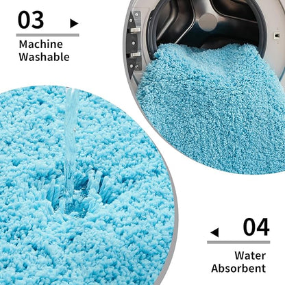 Small Bathroom Rug 17x24 Non Slip Teal Fluffy Bath Mat for Bathroom Floor Washable Plush Luxury Bath Rug for Tub Soft Shaggy Absorbent Shower Mat